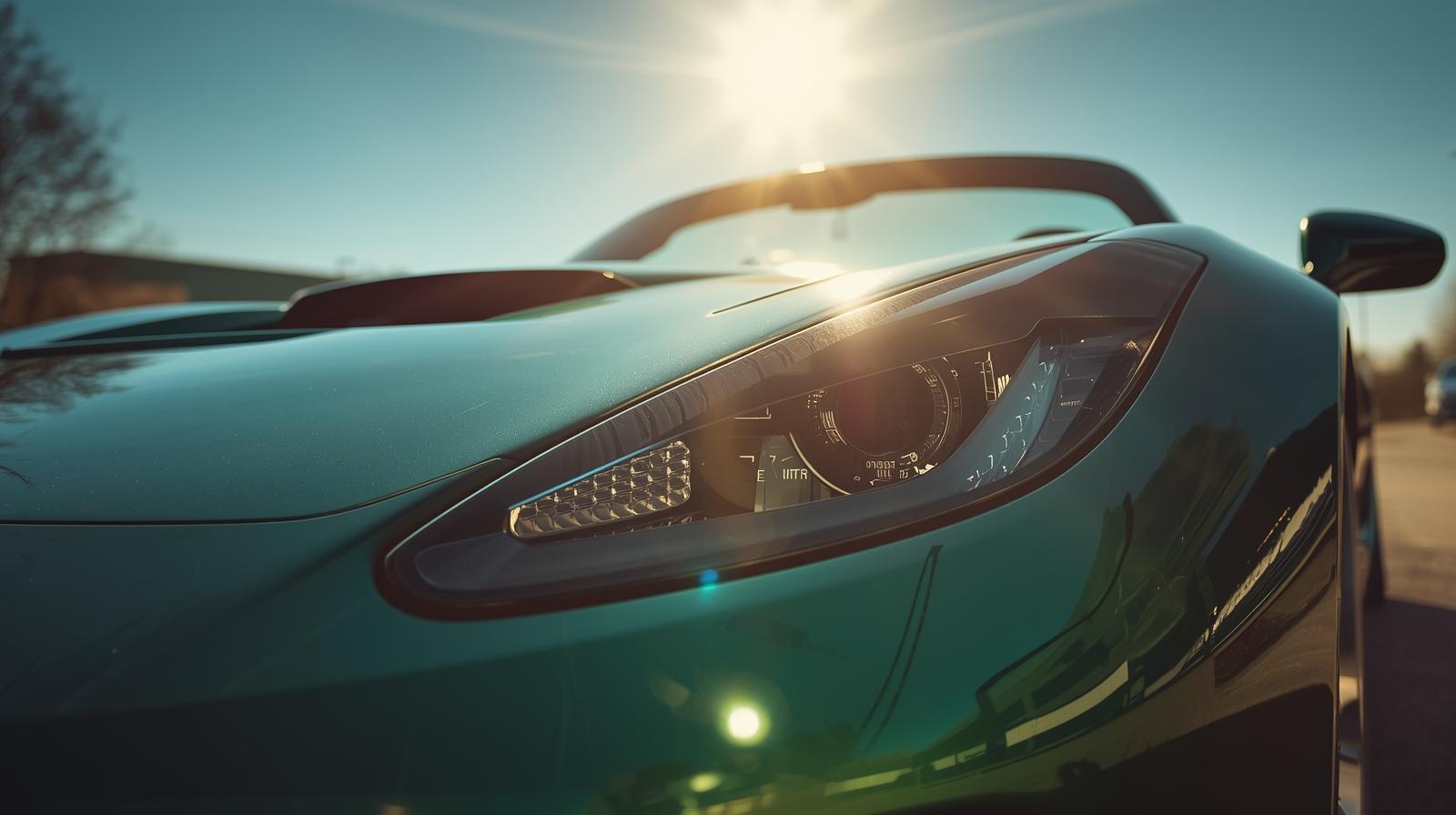 glazende auto in de zon groen kopie